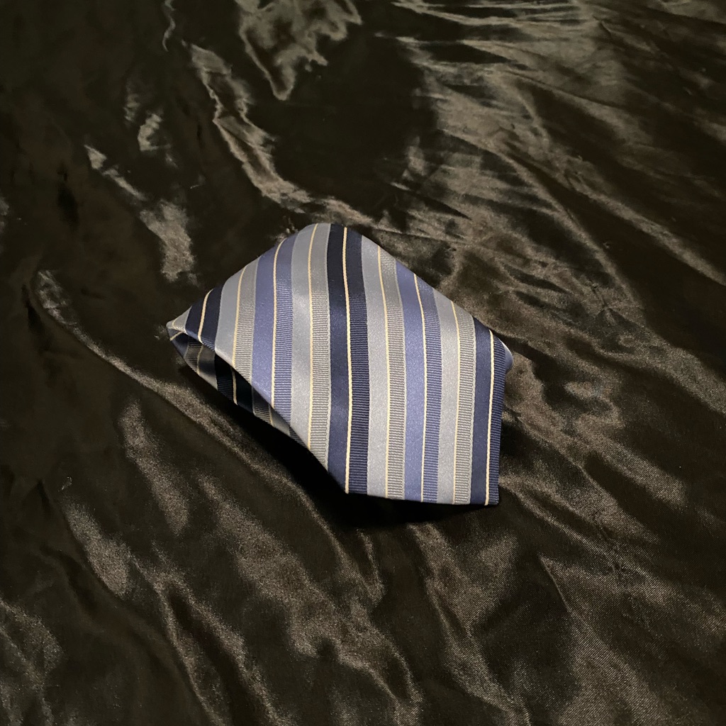 Saint Laurent Tie (Blue/Striped, Silk)